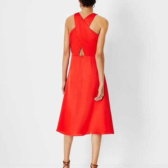 NWT  Ann Taylor Cutout Back Flare Halter Dress - Picture 2 of 7